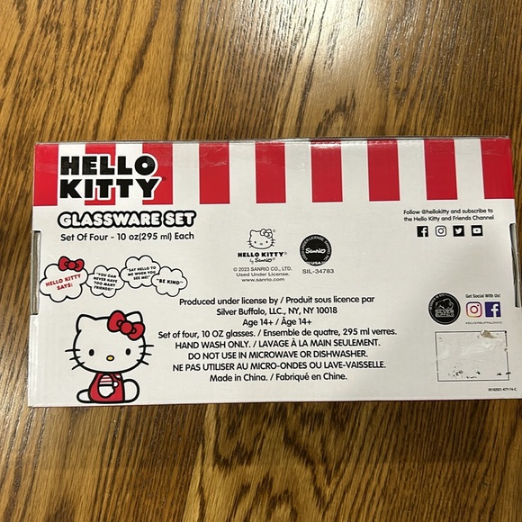 🆕 Sanrio Hello Kitty Faces Multicolor Bow Glass Set - Picture 3 of 5